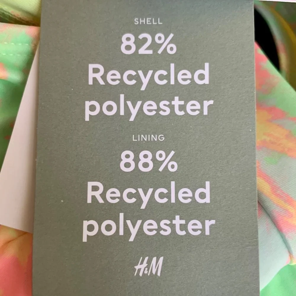 H & M Neon Green Yellow Burst Square Neckline Print Bikini Top Bathing Swim S - Picture 7 of 11